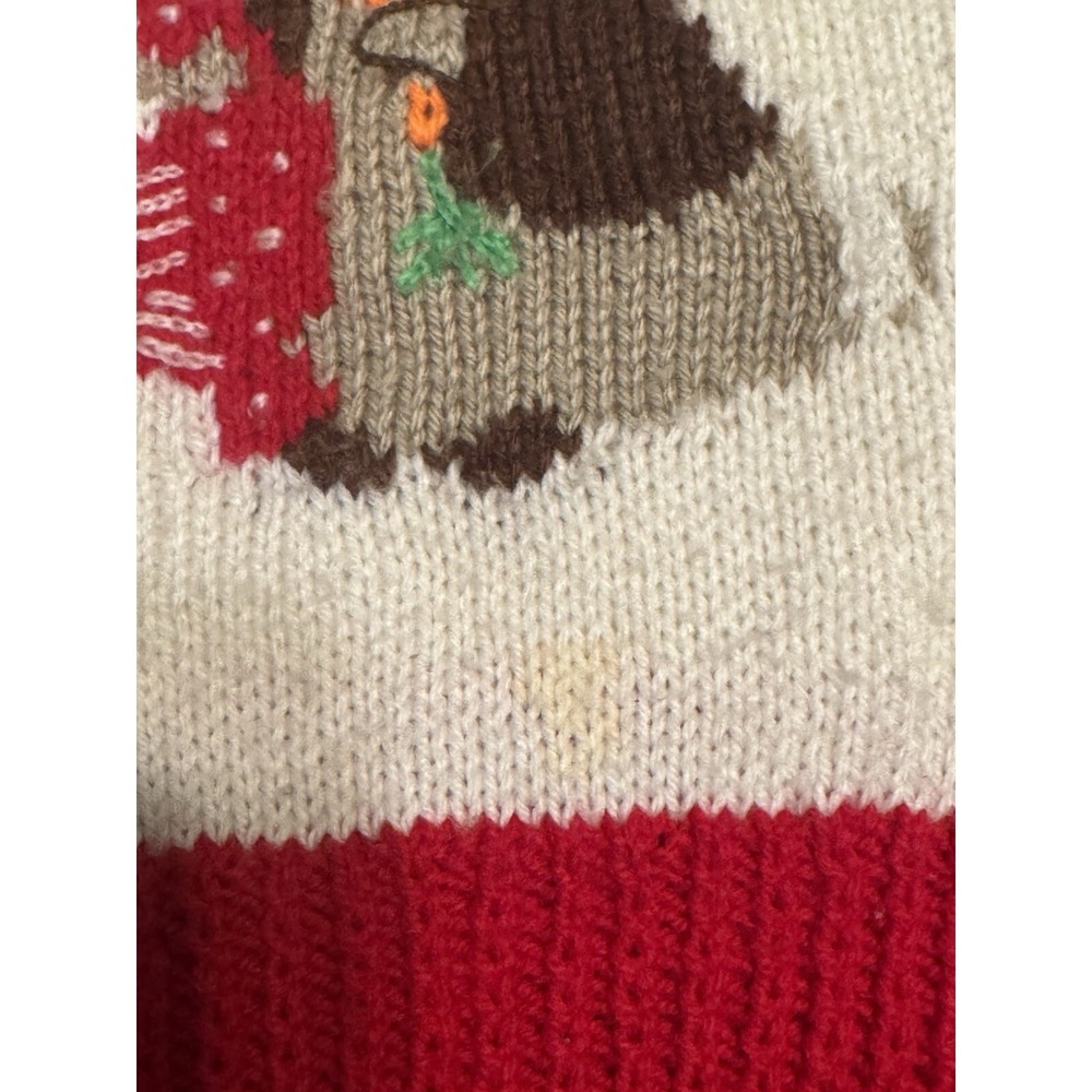 Handmade Beatrix Potter Infant Knit Sweater Red & White 13" W x 13"L - Picture 3 of 8